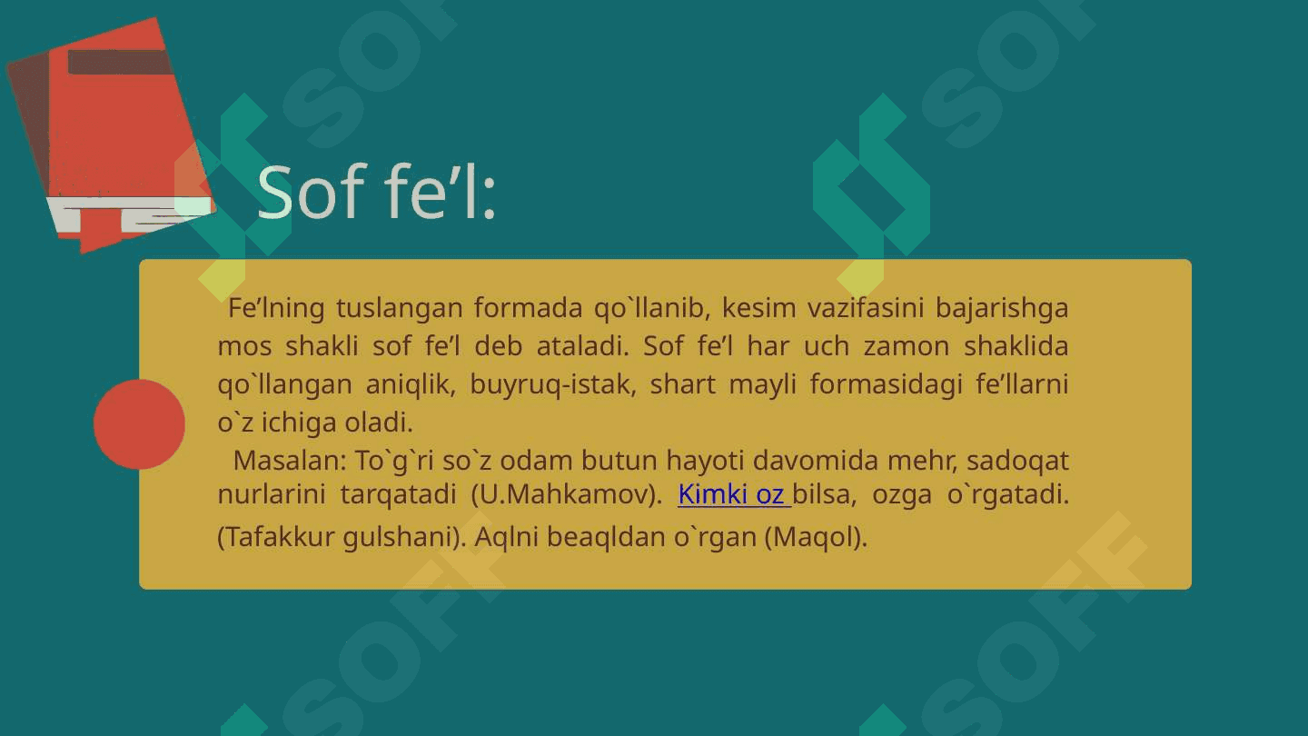 Fe'lning vazifadosh shakllari 4