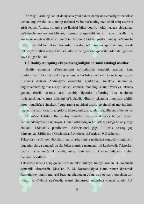 Kurs ishi Badiiy matnda ekspressivlik xususiyati 5