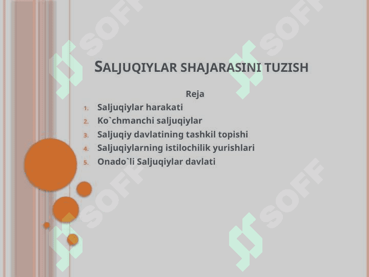 Saljuqiylar shajarasini tuzish 2