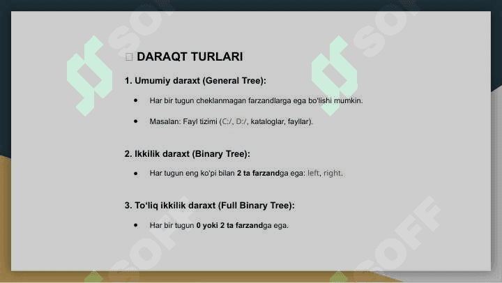 DARAQTSIMON MA’LUMOTLAR TUZILMASI 3