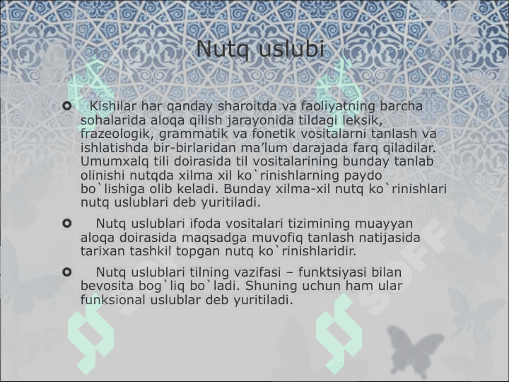 Nutqiy faoliyat. Nutq shakllari. Nutq uslublari. Oʻzbek adabiy nutqi me'yorlari 3