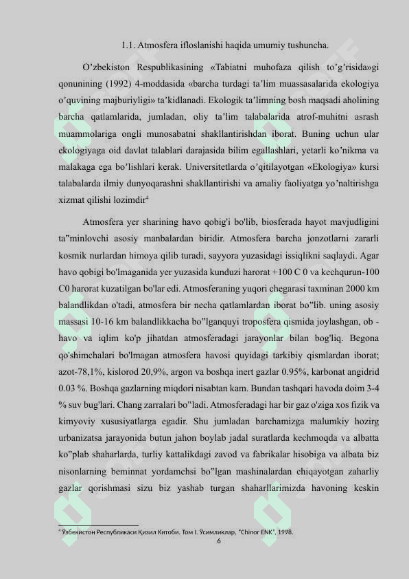 ZARARLI GAZLARNING ATMOSFERA VA INSON SALOMATLIGIGA TA’SIR 6