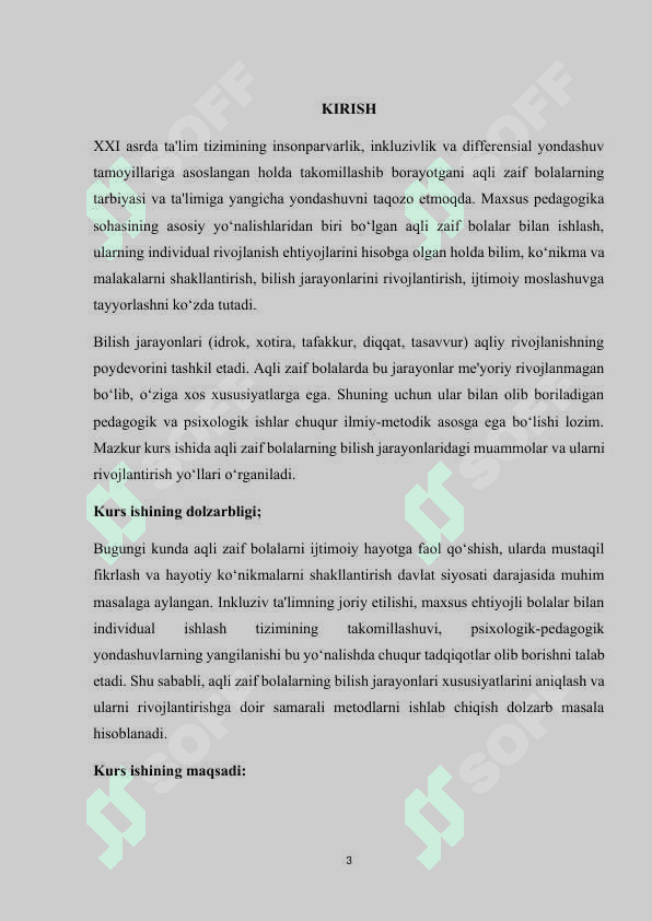 Aqli zaif bolalarning bilish jarayonlarini rivojlanish xususiyatlariAqli zaif bolalarning bilish jarayonlarini rivojlanish xususiyatlariAqli zaif bolalarning bilish jarayonlarini rivojlanish xususiyatlari zaif bolalarning bilish jarayonlarini rivojlanish xususiyatlari 3