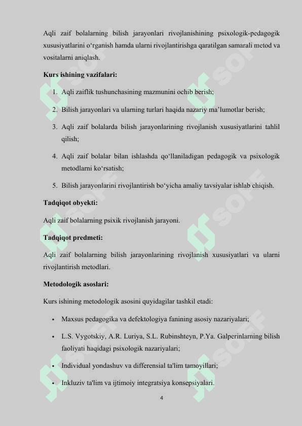 Aqli zaif bolalarning bilish jarayonlarini rivojlanish xususiyatlariAqli zaif bolalarning bilish jarayonlarini rivojlanish xususiyatlariAqli zaif bolalarning bilish jarayonlarini rivojlanish xususiyatlari zaif bolalarning bilish jarayonlarini rivojlanish xususiyatlari 4