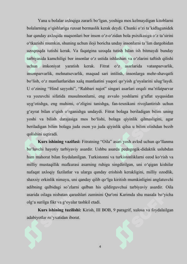 Kurs ishi Fitratning taʼlim tarbiya haqidagi fikrlari 4