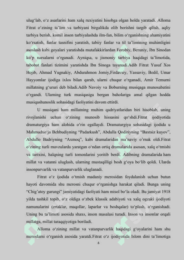 Kurs ishi Fitratning taʼlim tarbiya haqidagi fikrlari 6
