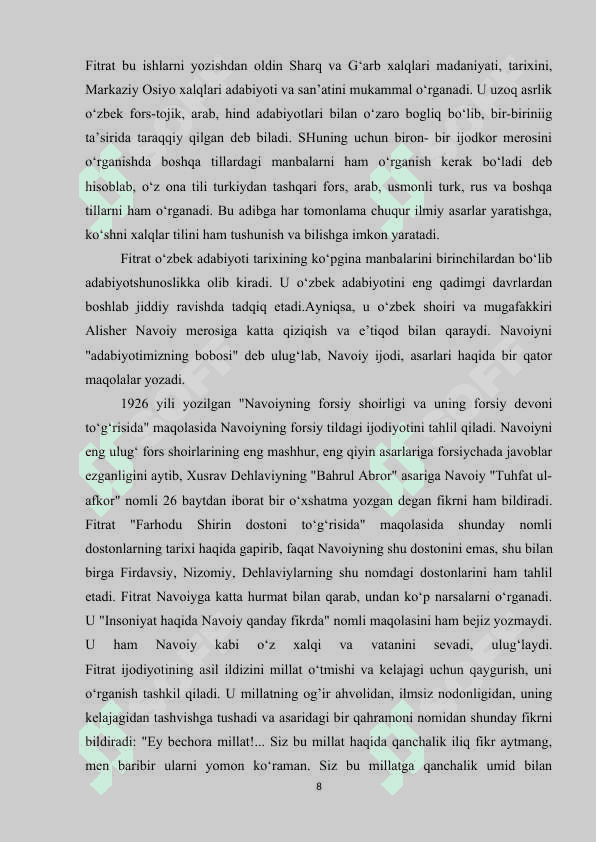 Kurs ishi Fitratning taʼlim tarbiya haqidagi fikrlari 8