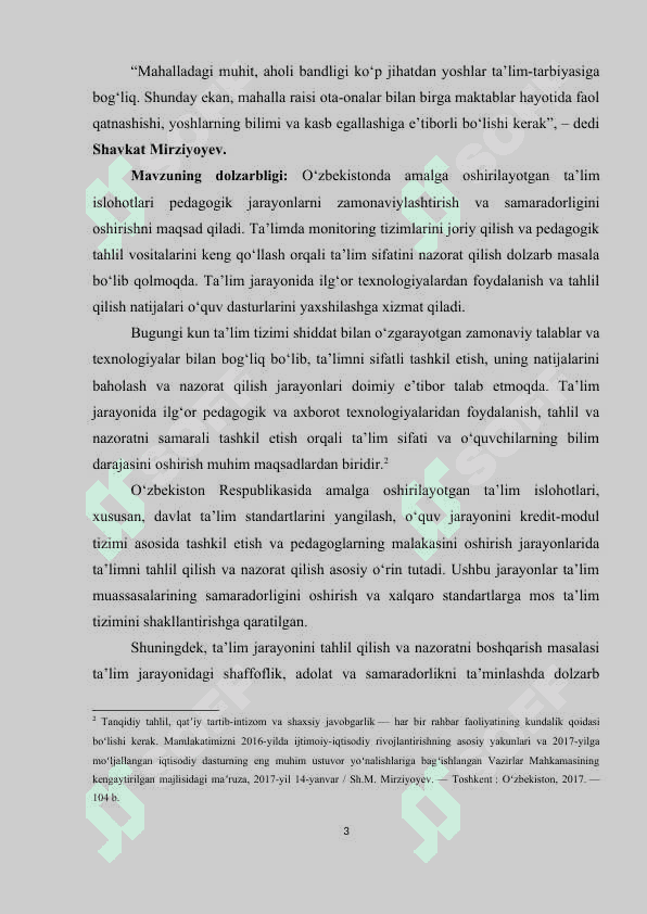 Kurs ishi O'qitishni tahlil qilish va ta'lim nazoratini boshqarish 3