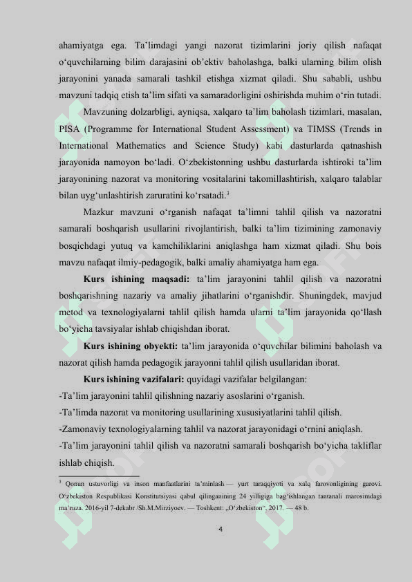 Kurs ishi O'qitishni tahlil qilish va ta'lim nazoratini boshqarish 4
