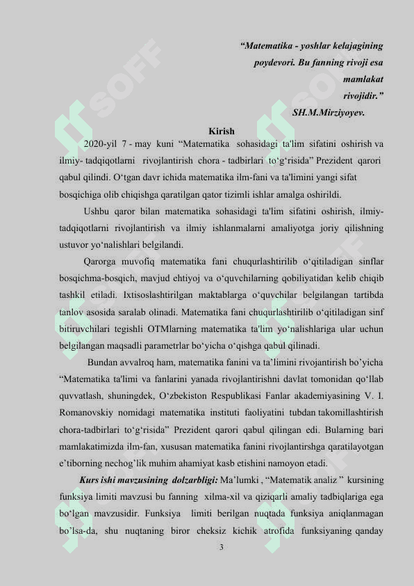 Funksiya limiti haqida 3