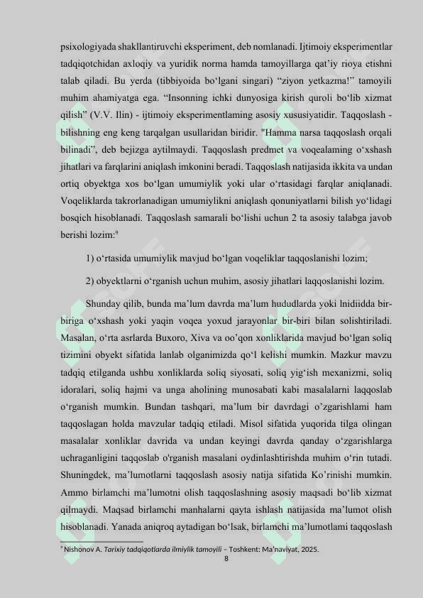 Tarixiy bilishning o'ziga xosligi  va tarixiy bilish tamoyillari 8