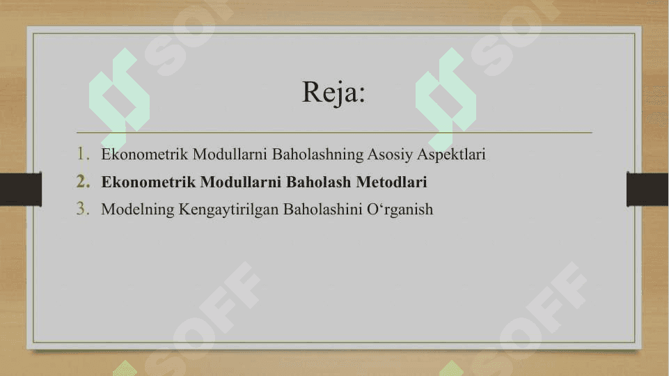 Ekonometrik modullarning sfatini umumiy baholash 2