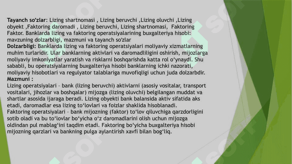 Banklarda lizing va faktoring operatsiyalarining buxgalteriya hisobi 3