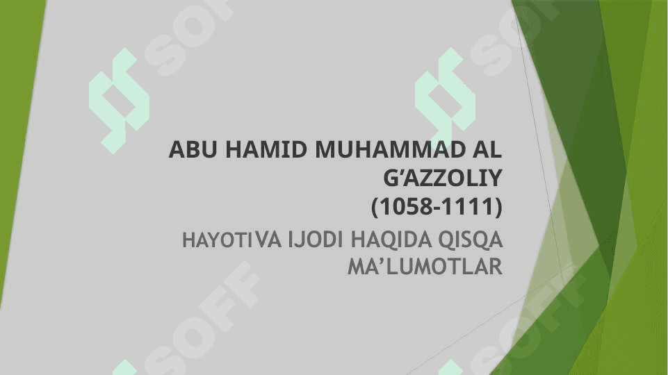 ABU HAMID MUHAMMAD AL G’AZZOLIY 2