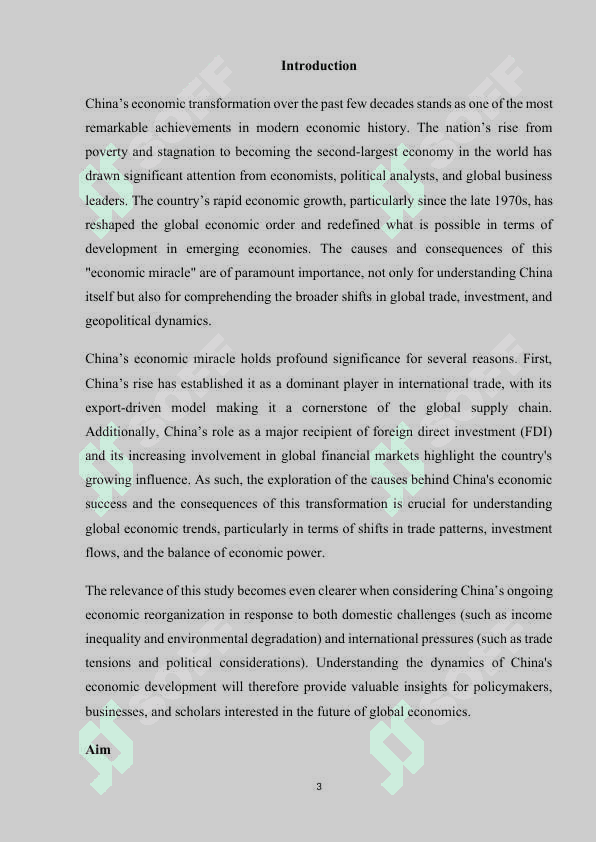 CHINA'S ECONOMIC MIRACLE: CAUSES AND CONSEQUENCES 3