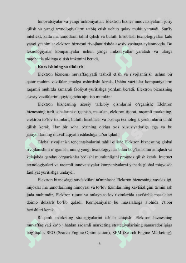 Elektron biznesning tarkibiy qismlari 6