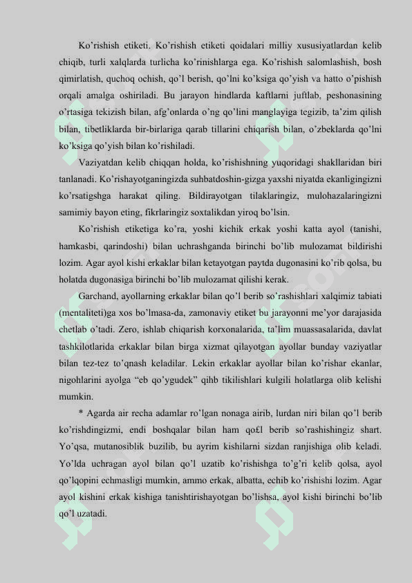 Etiket muomala madaniyatining zamonaviy ko’rinishi sifatida 4