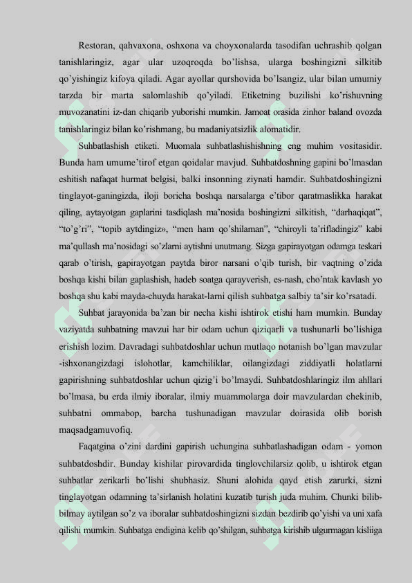Etiket muomala madaniyatining zamonaviy ko’rinishi sifatida 5