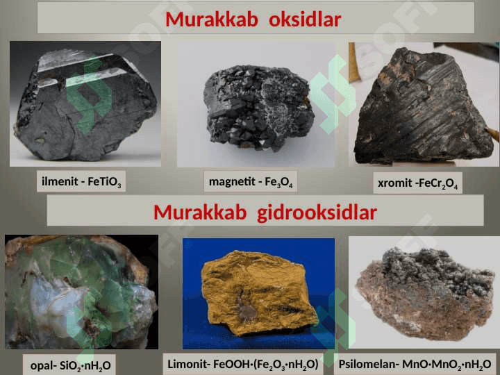 Mavzu: Oksidlar va gidroksidlar minerallarni  binokulyar yordamida oʼrganish va aniqlash. 5