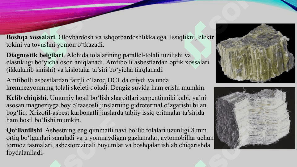 ZANJIRSIMON STRUKTURALI SILIKAT MINERALLAR Amaliyot 10 7