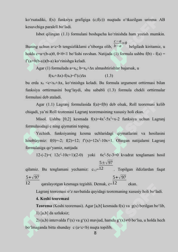 Differensial hisobning asosiy teoremalari 8