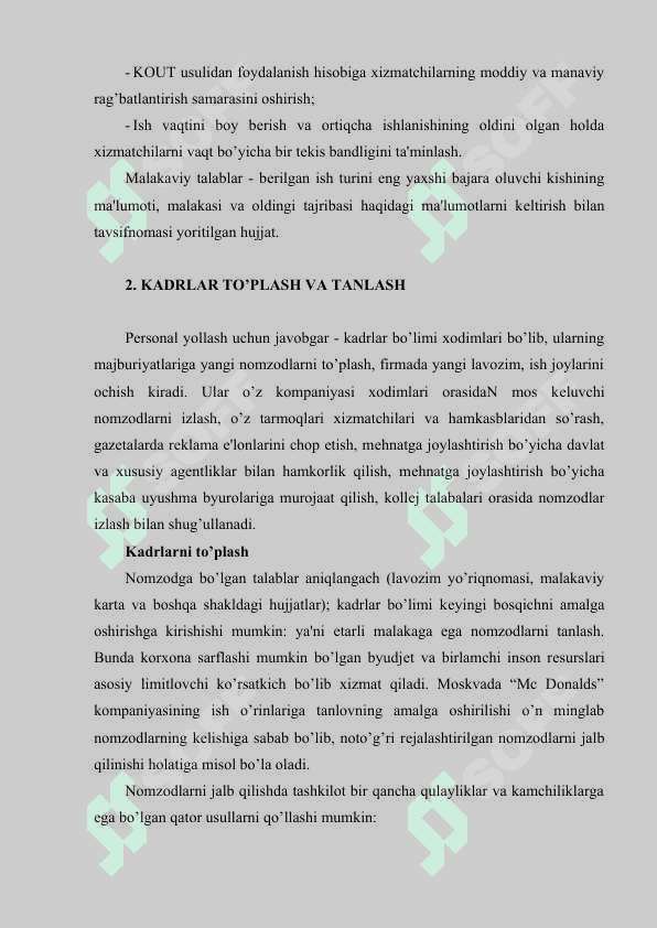 Kadrlarni tanlash usullari va mezonlari 4
