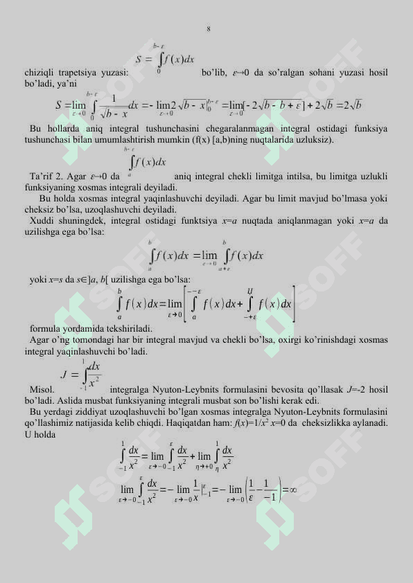 Xosmas integrallar. 3