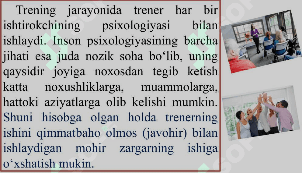 TRENERNING MALAKALARI, SHAXSI VA KVALIFIKASIYASI 8