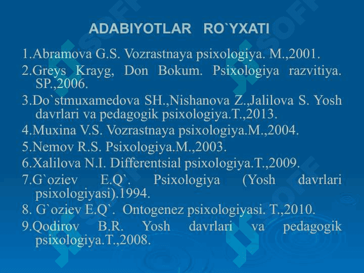 Yosh davrlari psixologiyasi 2