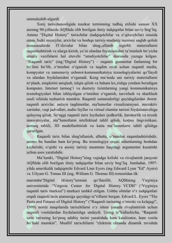 Raqamli tarix” fanining boshqa fanlar bilan aloqadorligi 4