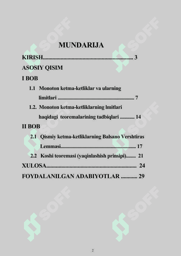 Monoton ketma-ketliklar va ularning limitlari haqida asosiy tushunchalar 2