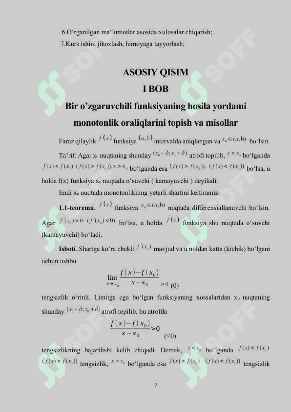 Differensial hisobning ba’zi bir tadbiqlari 7
