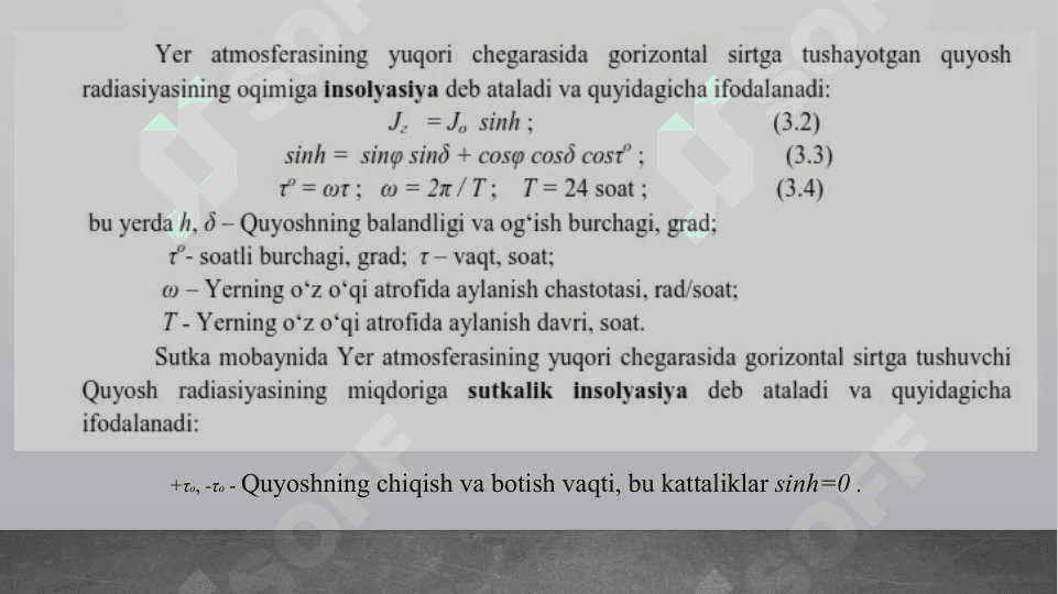 Quyosh radiatsiyasi va uni o`lchash qurilmalari 6