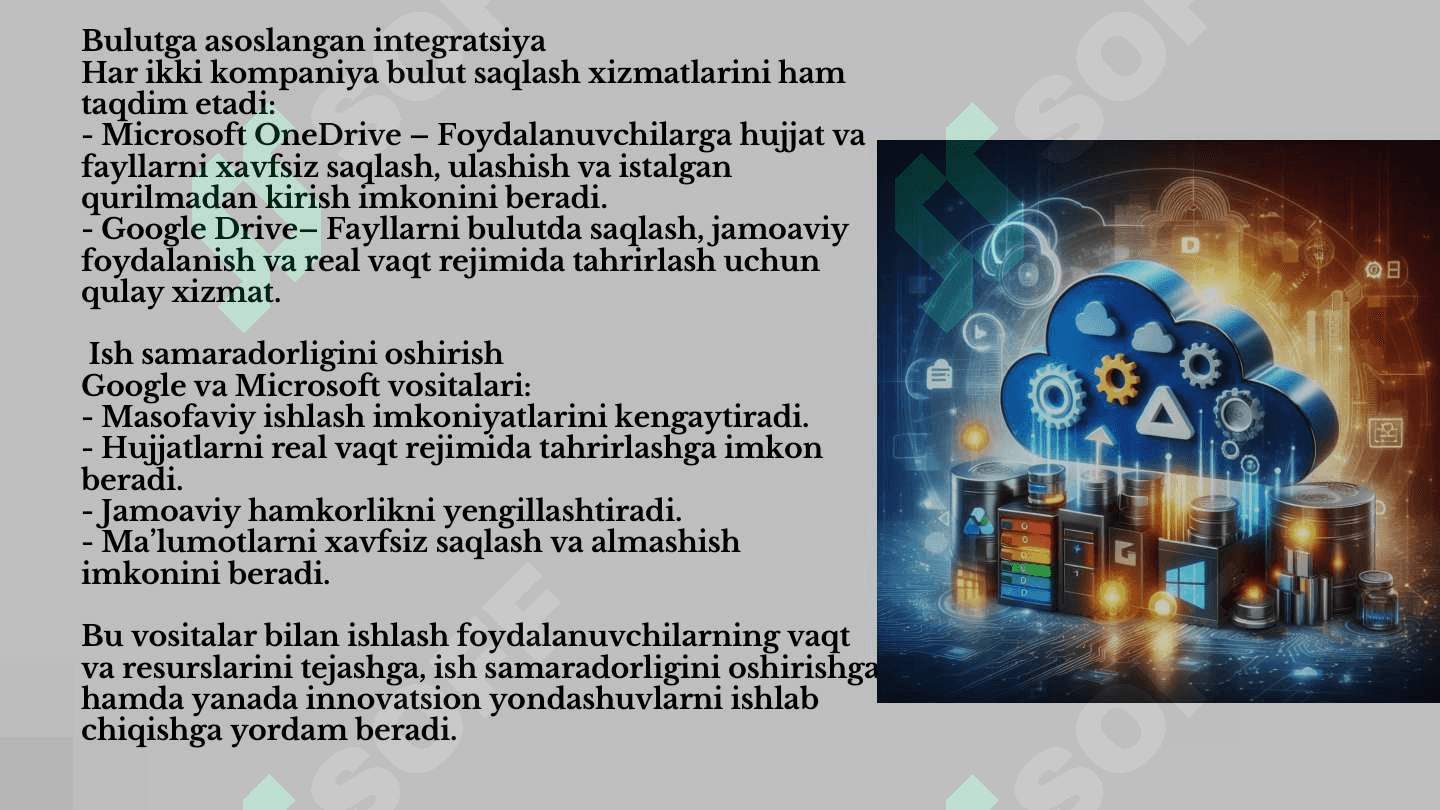 Google va Microsoft vositalari va xizmatlaridan foydalanish 6