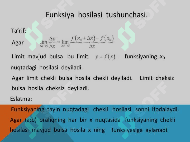 Funksiyaning hosilasi 2