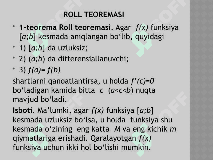 ROLL LAGRANJ TEOREMALARI. 6