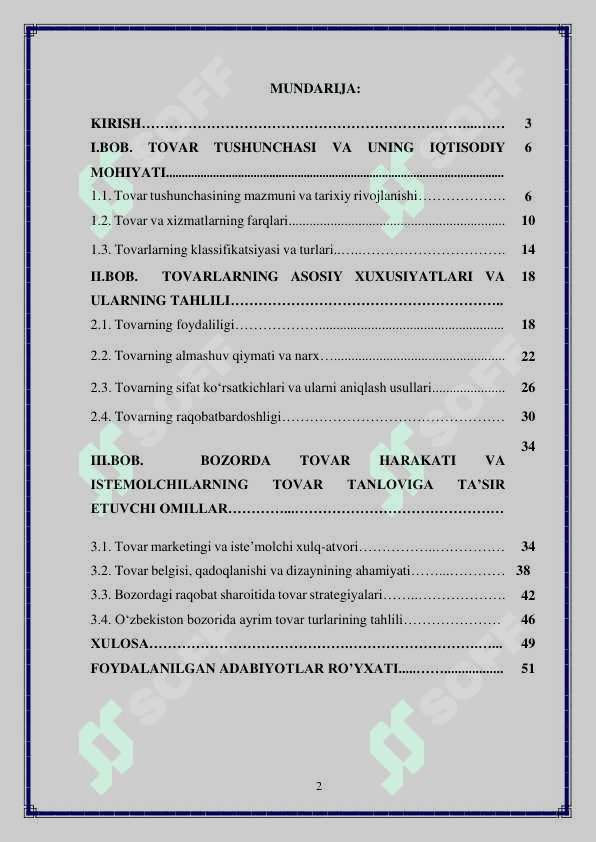 Tovar va uning xususiyatlari 2