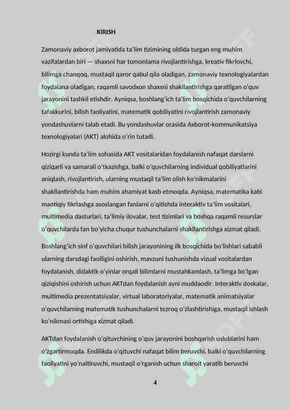 Boshlang’ich sinf o’quvchilariga matematika fanini samarali o’qitishda AKTdan foydalanish usullari 4
