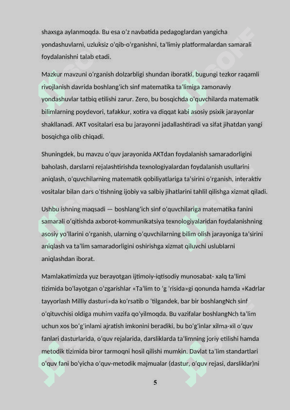 Boshlang’ich sinf o’quvchilariga matematika fanini samarali o’qitishda AKTdan foydalanish usullari 5