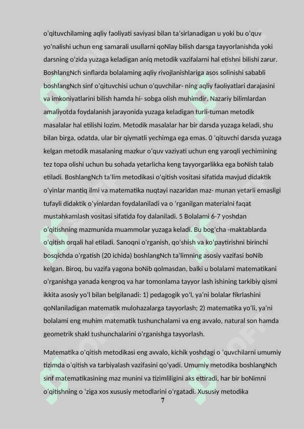 Boshlang’ich sinf o’quvchilariga matematika fanini samarali o’qitishda AKTdan foydalanish usullari 7