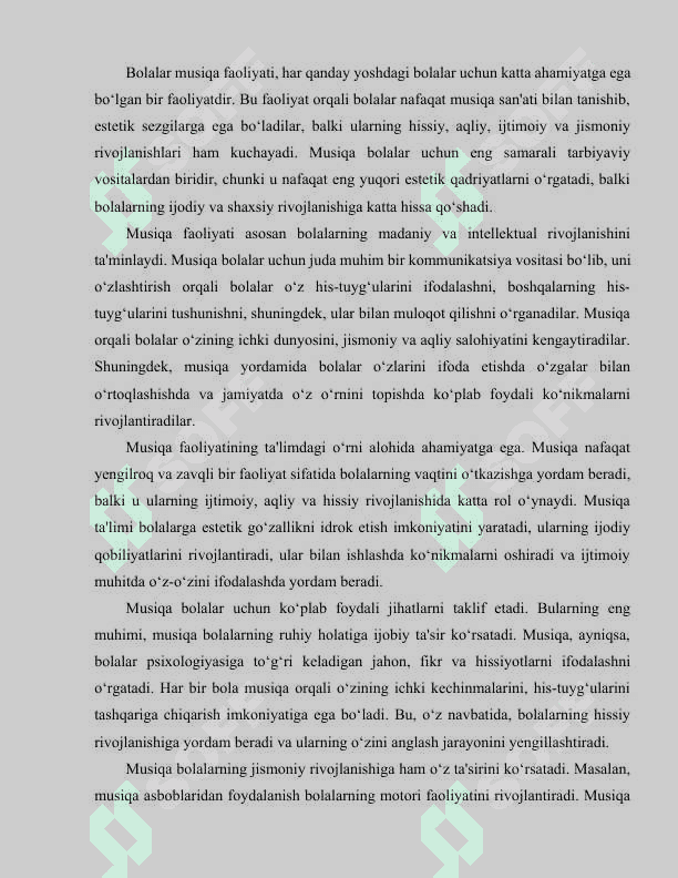 Bolalar musiqa faoliyatining mazmuni 2