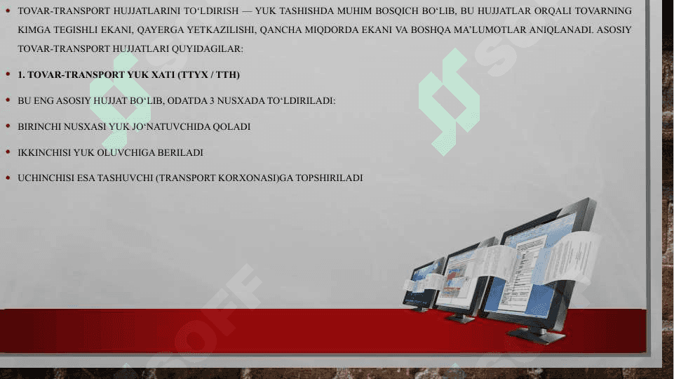 Tovar transport hujatlarini toʻldirish 3