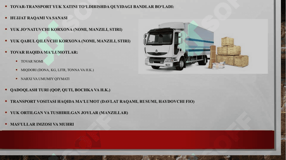 Tovar transport hujatlarini toʻldirish 4