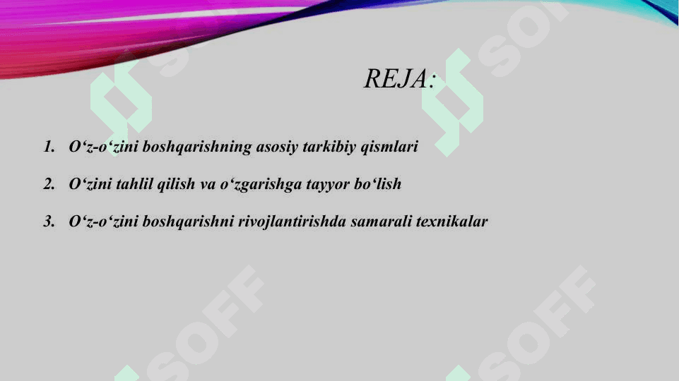 O'z-o'zini boshqarish ko'nikmasini rivojlantirish yo'llari 2