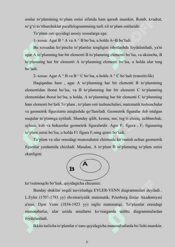 To'plamlar, to'plamlar ustida amallar va to'plamlarning berilish usullari 6