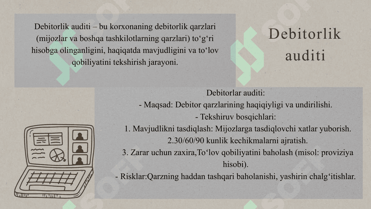 Debitorlar, kreditorlar va qimmatli qog'ozlar auditi 6