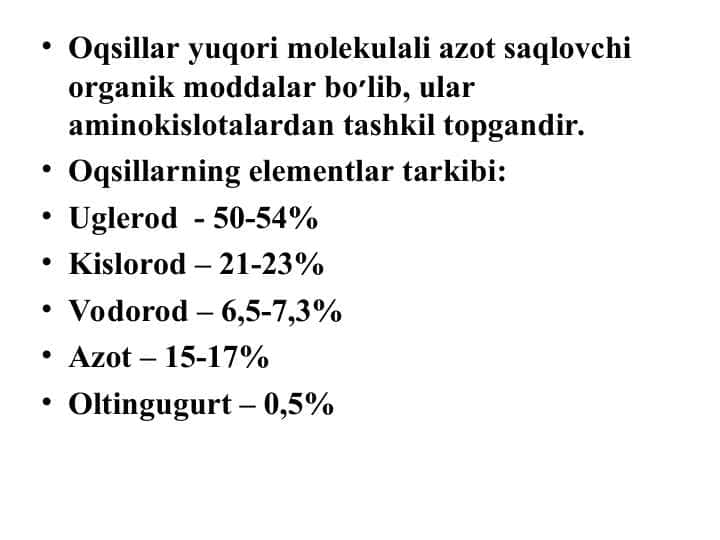 Oqsillar qurilishi