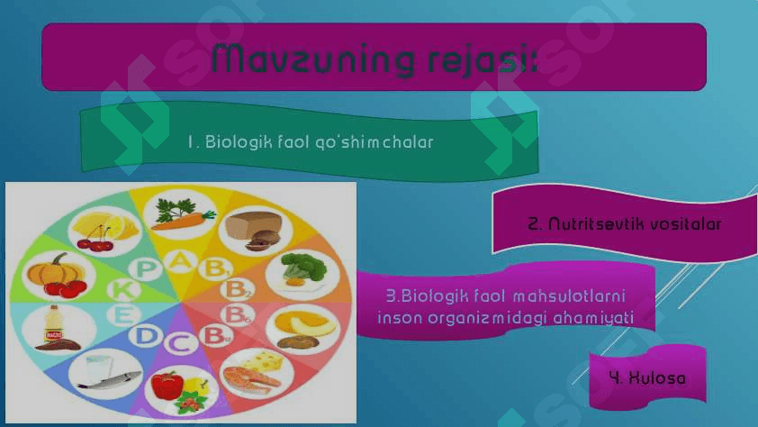 BIOLOGIK FAOL QO’SHIMCHALAR HAQIDA MA’LUMOT 3