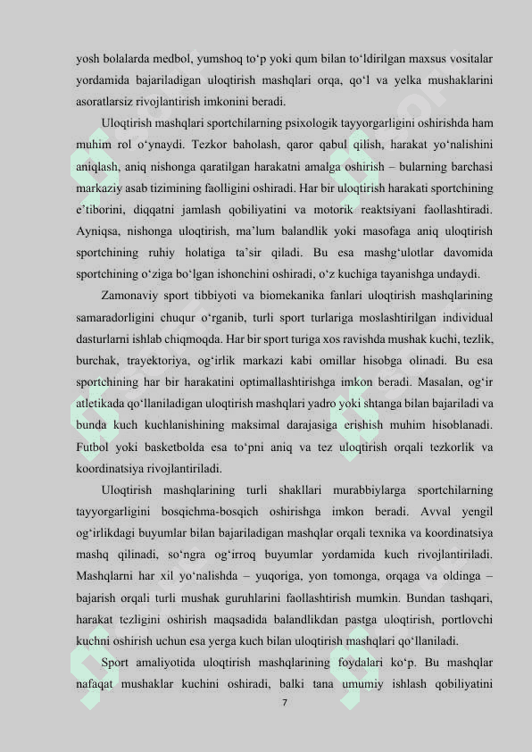 Uloqtirish turlari texnikasini o‘rgatish metodikasi. 7