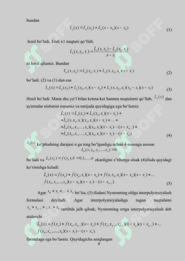 Kurs ishi Trigonometrik koʻphadlar yordamida oʻrta kvadratik manoda yaqinlashtirish 8